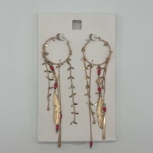 Zara Tassel Feather Multi Layer Earrings